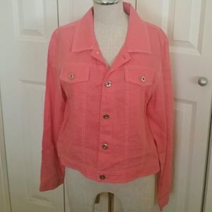 ALEXANDRA BARTLETT Cropped Linen jacket Coral L